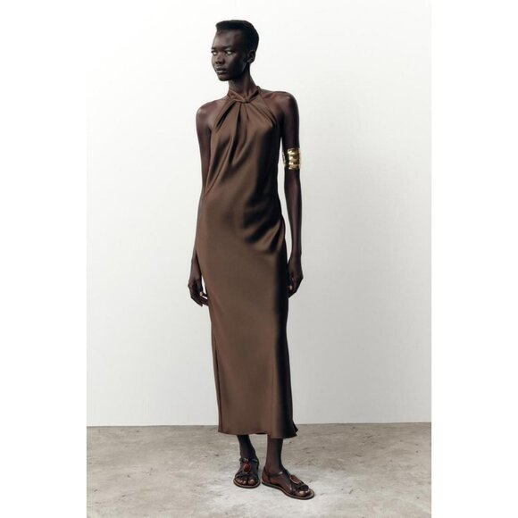 ZARA HALTER MIDI DRESS - Picture 2 of 10